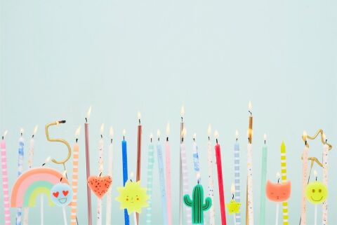 Meri Meri - Neon Confetti Candles - Neon Konfetili Mumlar