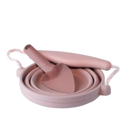 Scrunch Silikon Mini Katlanan Plaj Kova + Kürek (Dusty Rose)