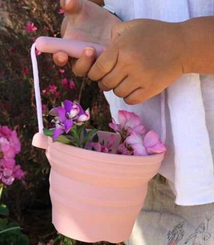 Scrunch Silikon Mini Katlanan Plaj Kova + Kürek (Dusty Rose)