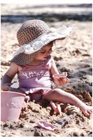 Scrunch Silikon Mini Katlanan Plaj Kova + Kürek (Dusty Rose)