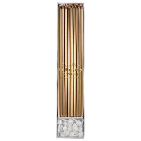 Meri Meri - Gold Long Candles - Uzun Altın Mum
