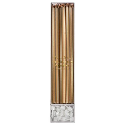 Meri Meri - Gold Long Candles - Uzun Altın Mum