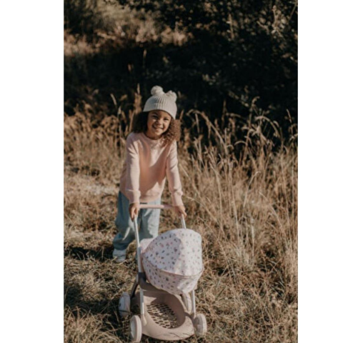 Baby Nurse Chulli Pop Pusetli ve Başlıklı Leylak Gri Oyuncak Bebek Arabası