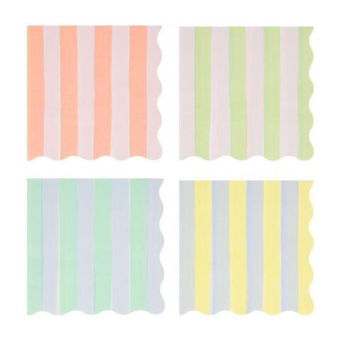 Meri Meri - Pastel Çizgili Peçeteler - L - 16 Adet