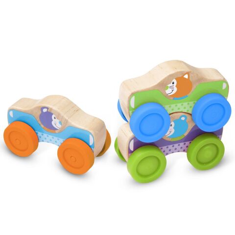 Melissa&Doug Ahşap Arabalar Hayvanlar Wooden Animal Stacking Cars