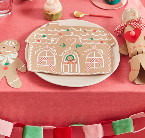 Meri Meri - Gingerbread House Plates - Zencefilli Kurabiye Tabak (8'Li)