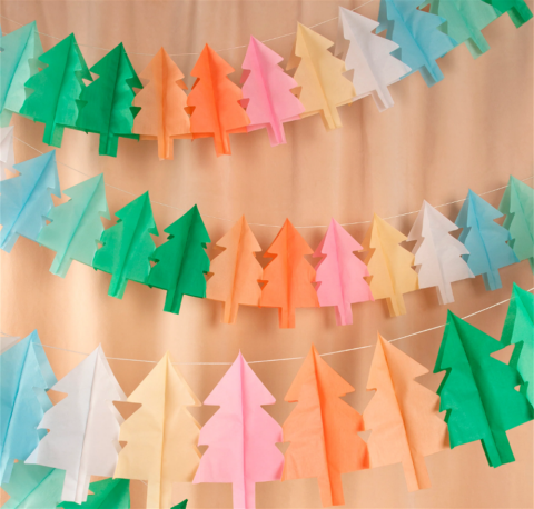 Meri Meri - Tissue Paper Christmas Tree Garlands - Yeni Yıl Ağacı Asılan Süs