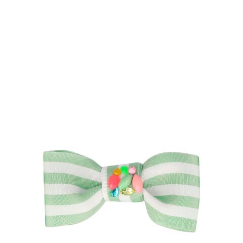 Meri Meri - Blue Stripe Bow Hair Clip - Mavi Çizgili Fiyonk Toka