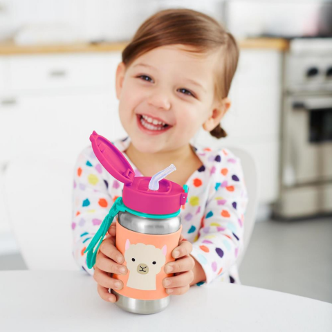 Skip Hop Zoo Paslanmaz Çelik Pipetli Suluk - Lama