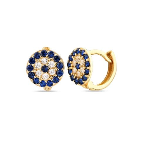 Altın Taşlı Nazar Boncuğu Küpe