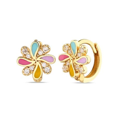 Altın Taşlı Çark Çocuk Küpe