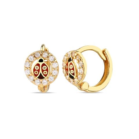 Altın Taşlı Uğurböceği Çocuk Küpe