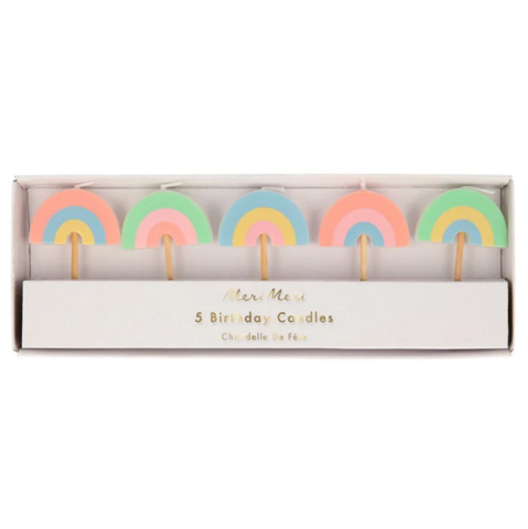 Meri Meri - Rainbow Candles - Gökkuşağı Mumlar - 5Li