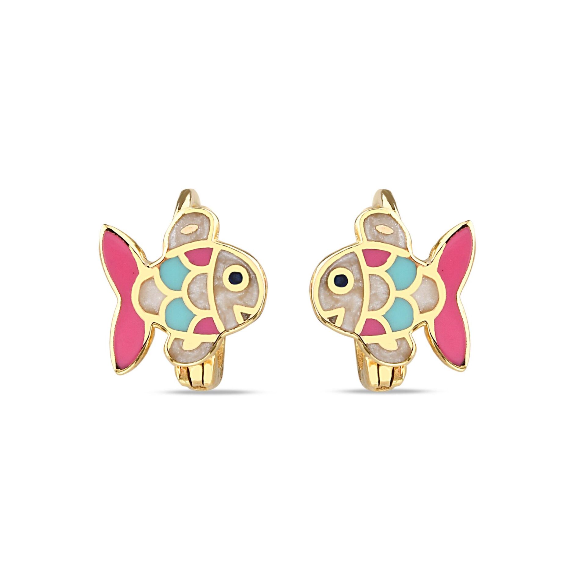 Altın Pembe Balık Çocuk Küpe