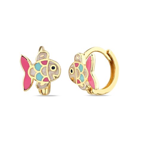 Altın Pembe Balık Çocuk Küpe