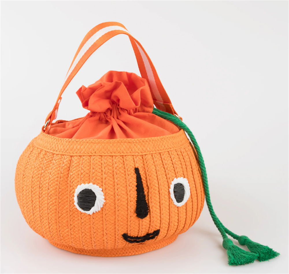 Meri Meri - Trick Or Treat Hasır Çanta - Balkabağı
