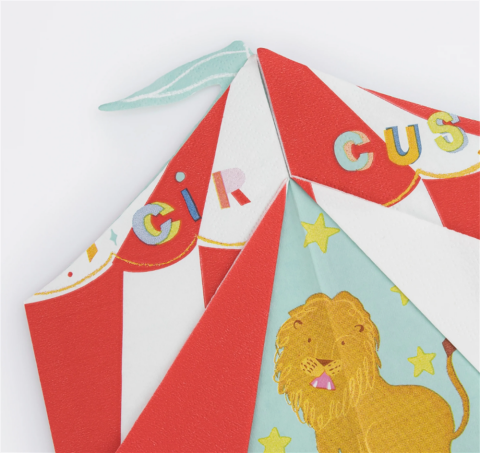 Meri Meri - Circus Shaped Big Top Napkins - Şekilli Sirk Peçete (16'Lı)