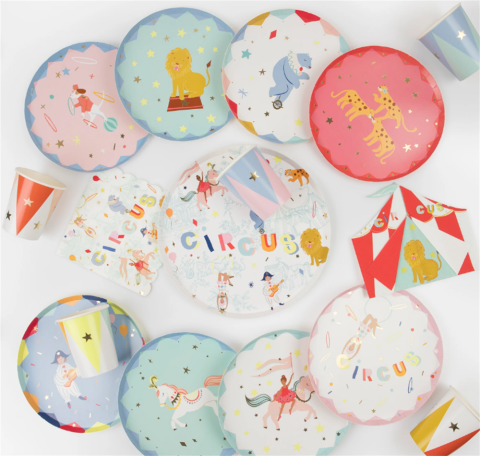 Meri Meri - Circus Shaped Big Top Napkins - Şekilli Sirk Peçete (16'Lı)