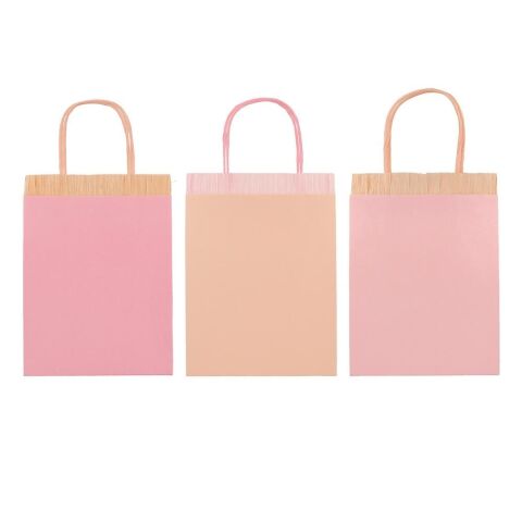 Meri Meri - Pink Fringe Party Bags - Pembe Püsküllü Hediye Çantaları (8'li)