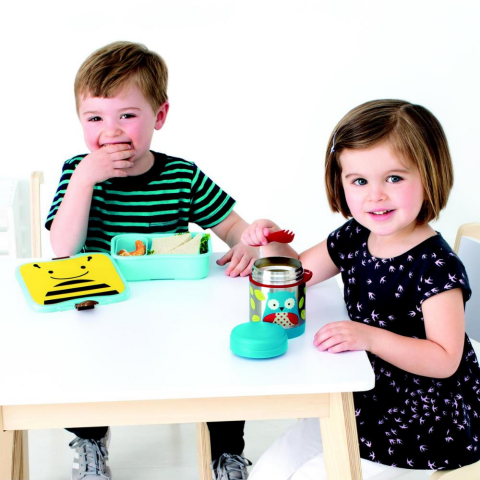 Skip Hop Paslanmaz Çelik Mama Saklama ve Taşıma Termosu 2 Parça Set - Baykuş