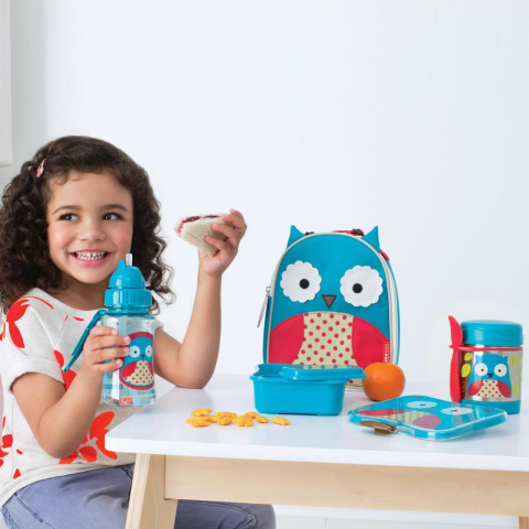 Skip Hop Paslanmaz Çelik Mama Saklama ve Taşıma Termosu 2 Parça Set - Baykuş