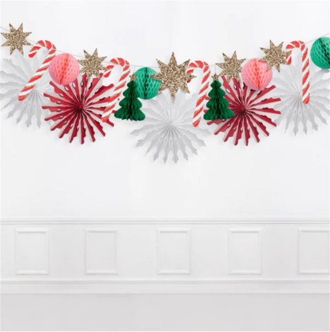 Meri Meri - Xmas Honeycomb Garland - Yeni Yıl Petekli Asılan Süs