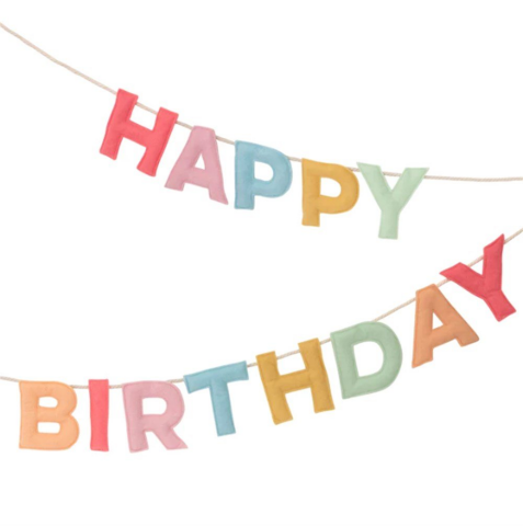 Meri Meri - Fely Happy Birthday Garland - Keçe Happy Birthday Asılan Süs