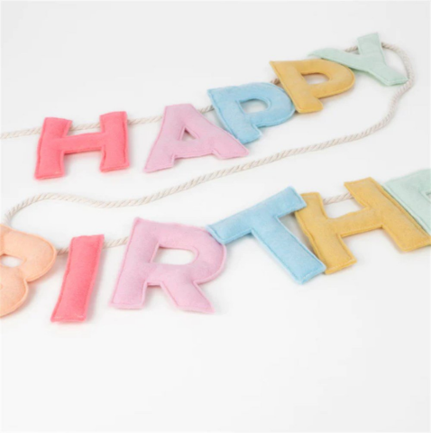 Meri Meri - Fely Happy Birthday Garland - Keçe Happy Birthday Asılan Süs
