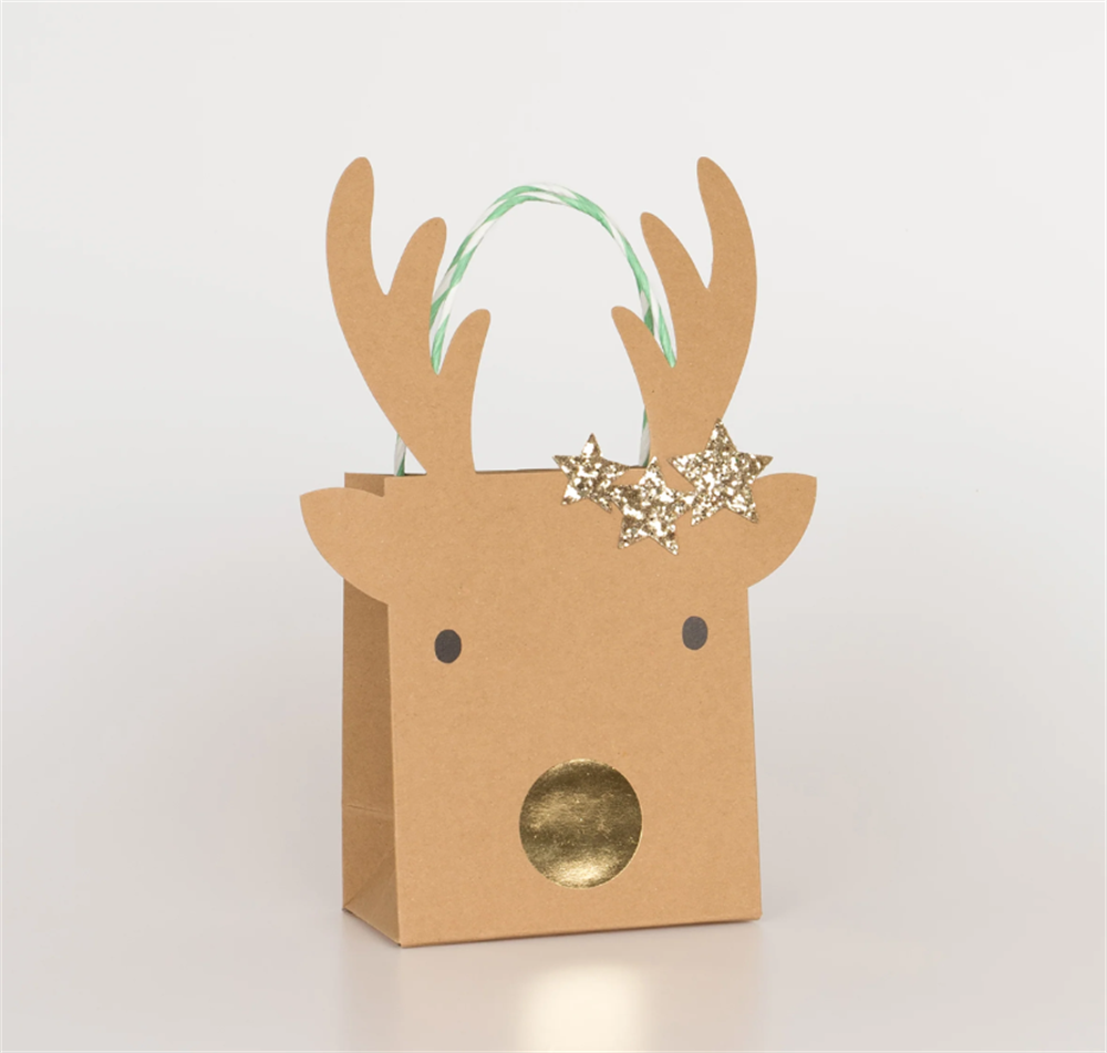 Meri Meri - Small Reindeer With Stars Gift Bags - Ren Geyiği Hediye Çantası