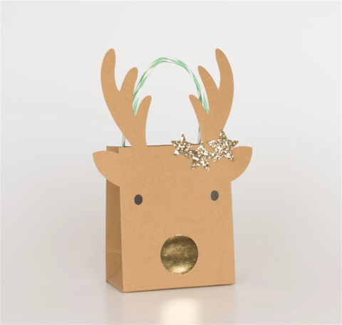 Meri Meri - Small Reindeer With Stars Gift Bags - Ren Geyiği Hediye Çantası
