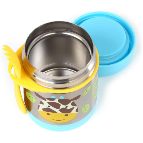 Skip Hop Paslanmaz Çelik Mama Saklama ve Taşıma Termosu 2 Parça Set - Zürafa