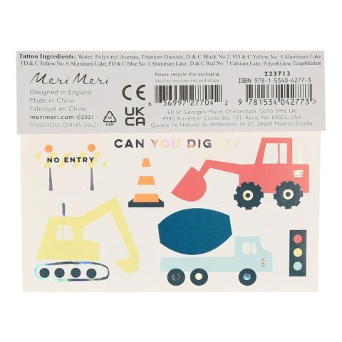 Meri Meri - Construction Tattoos - İnşaat Geçici Dövmeler