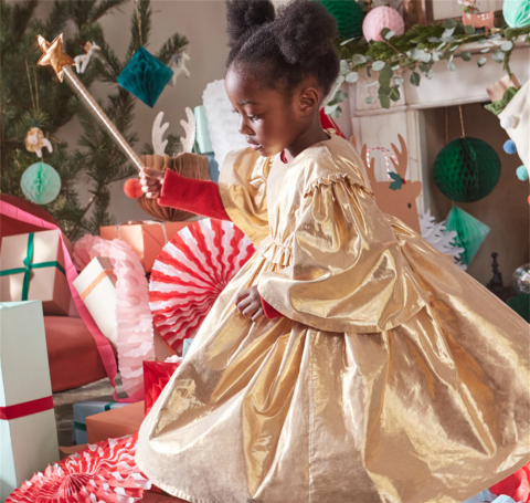 Meri Meri - Gold Angel Dress Age 5-6 - Altın Melek Elbise 5-6 Yaş