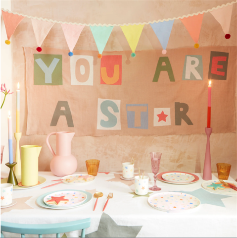Meri Meri - Pastel Pom Pom Flag Garland - Pastel Pom Pom Bayrak Asılan Süs