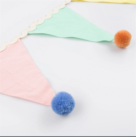 Meri Meri - Pastel Pom Pom Flag Garland - Pastel Pom Pom Bayrak Asılan Süs