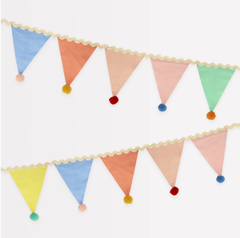 Meri Meri - Pastel Pom Pom Flag Garland - Pastel Pom Pom Bayrak Asılan Süs