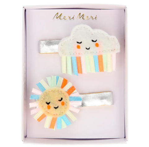 Meri Meri - Rainbow Sun & Cloud Hair Clips - Gökkuşağı Güneş & Bulut Tokalar - 2Li