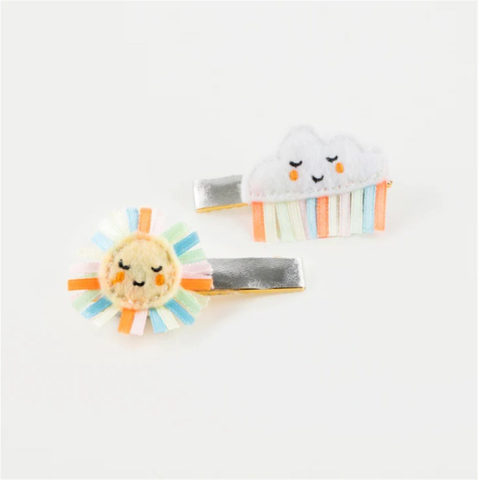 Meri Meri - Rainbow Sun & Cloud Hair Clips - Gökkuşağı Güneş & Bulut Tokalar - 2Li