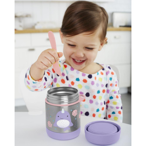 Skip Hop Paslanmaz Çelik Mama Saklama ve Taşıma Termosu 2 Parça Set - Narwhal