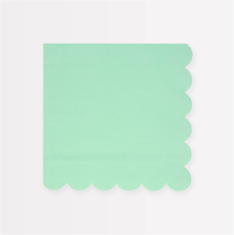 Meri Meri - Sea Foam Green Large Napkins - Deniz Köpüğü Yeşili Peçeteler (L) (X16)
