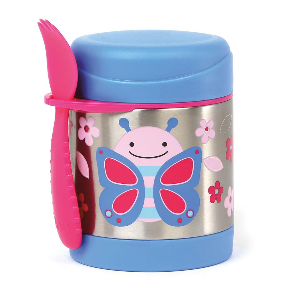 Skip Hop Paslanmaz Çelik Mama Saklama ve Taşıma Termosu 2 Parça Set - Kelebek
