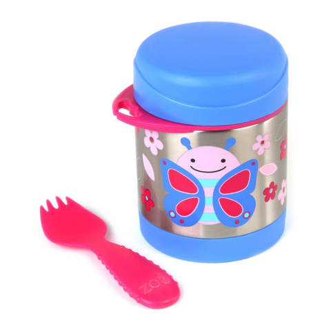 Skip Hop Paslanmaz Çelik Mama Saklama ve Taşıma Termosu 2 Parça Set - Kelebek