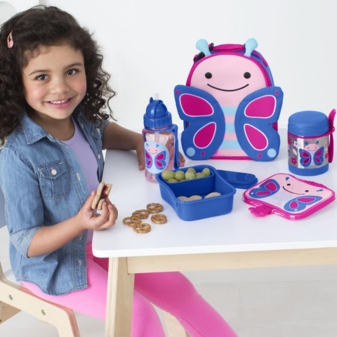Skip Hop Paslanmaz Çelik Mama Saklama ve Taşıma Termosu 2 Parça Set - Kelebek