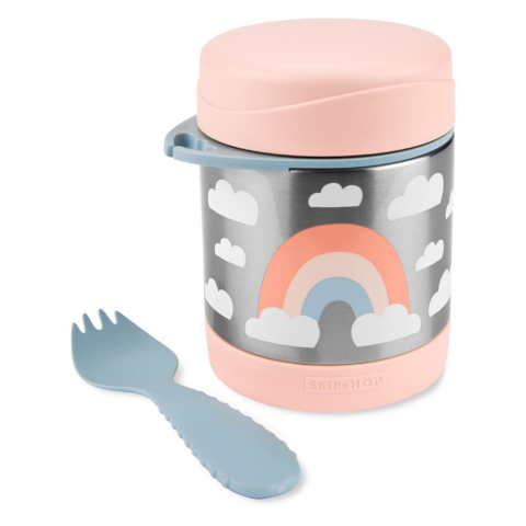 Skip Hop Paslanmaz Çelik Mama Saklama ve Taşıma Termosu 2 Parça Set - Gökkuşağı
