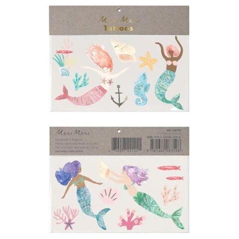 Meri Meri - Mermaid Tattoos - Deniz Kızı Geçici Dövme - L