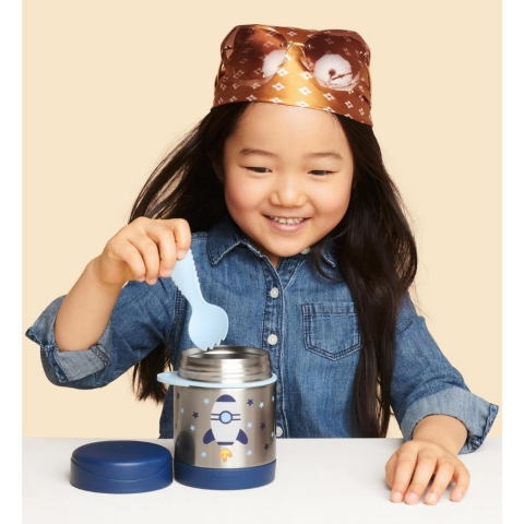 Skip Hop Paslanmaz Çelik Mama Saklama ve Taşıma Termosu 2 Parça Set - Roket