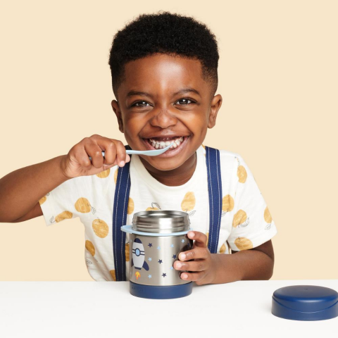 Skip Hop Paslanmaz Çelik Mama Saklama ve Taşıma Termosu 2 Parça Set - Roket