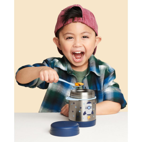 Skip Hop Paslanmaz Çelik Mama Saklama ve Taşıma Termosu 2 Parça Set - Roket