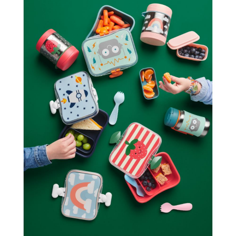 Skip Hop Paslanmaz Çelik Mama Saklama ve Taşıma Termosu 2 Parça Set - Roket