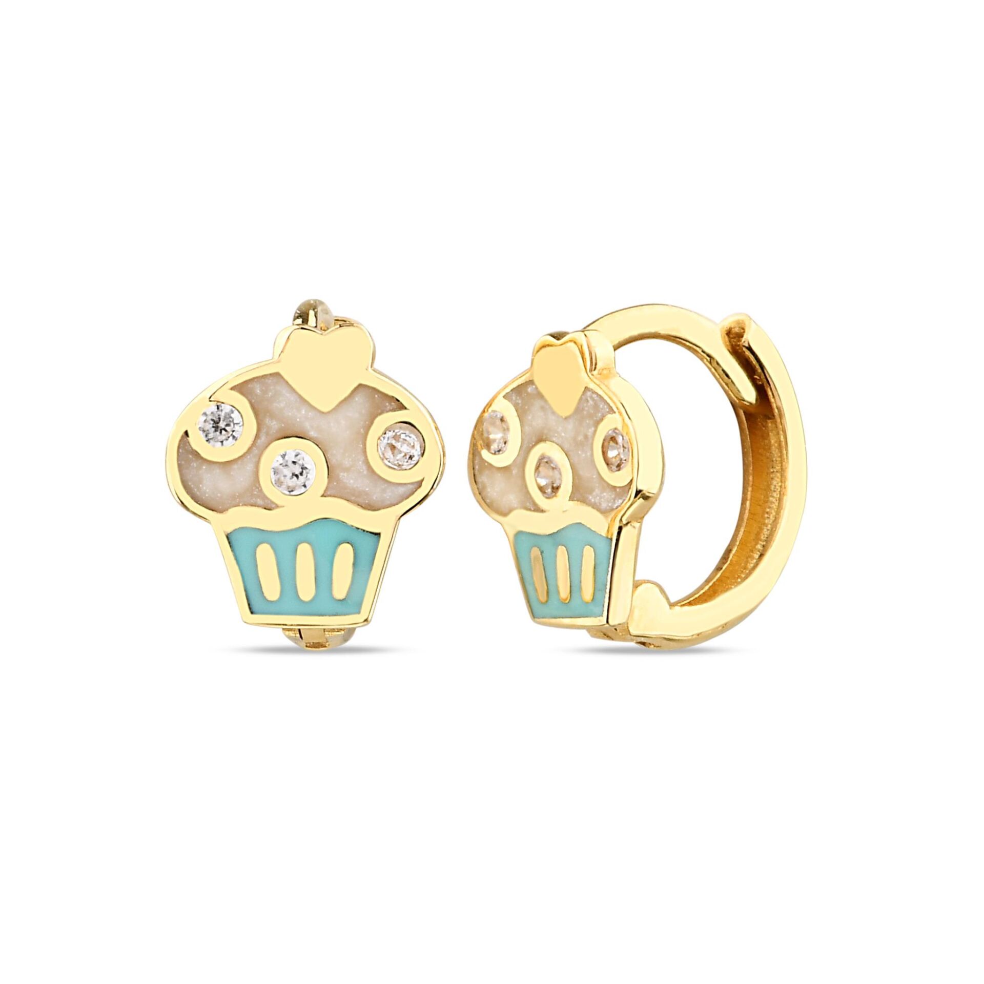Altın Cupcake Çocuk Küpe